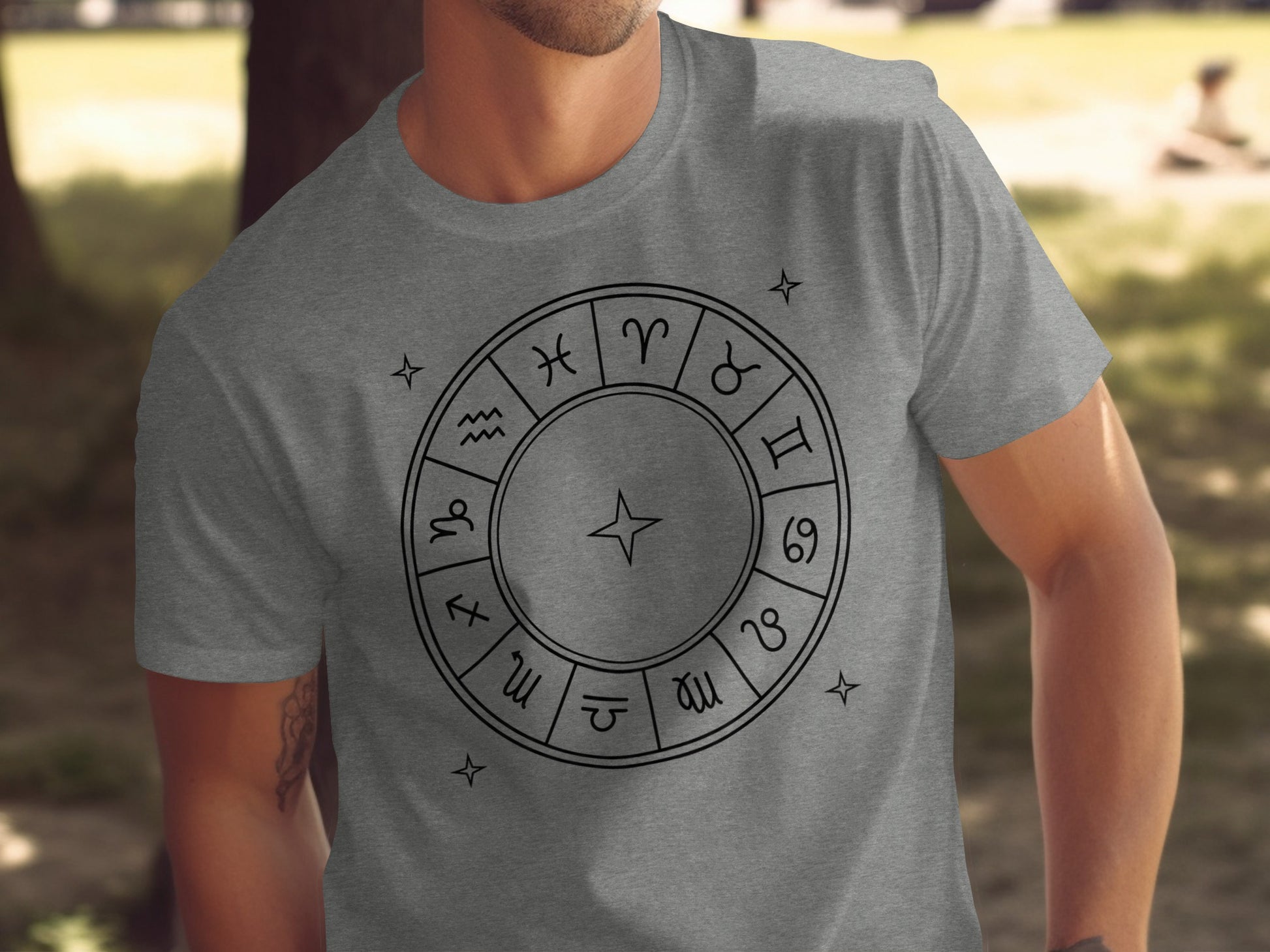 Zodiac Signs Circle Graphic Design T-shirt