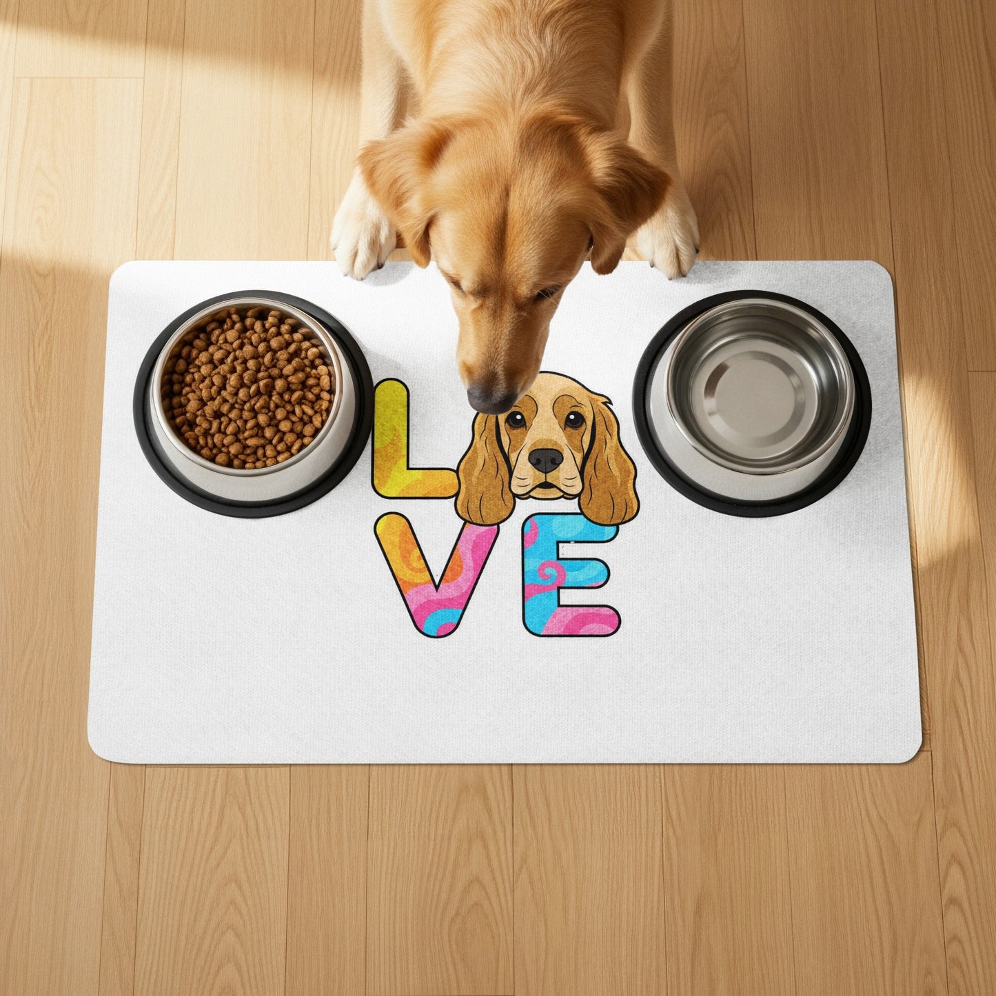 Colorful Love Dog Print Feeding Mat product type