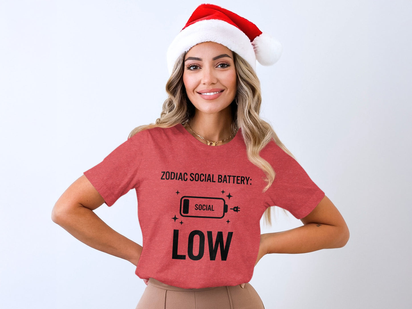 Funny Zodiac Low Social Battery Christmas T-Shirt