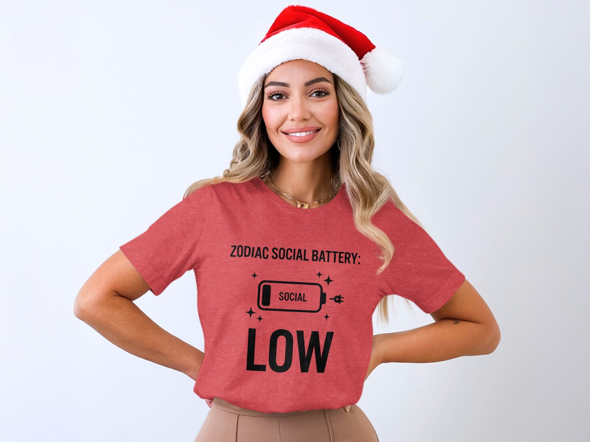 Funny Zodiac Low Social Battery Christmas T-Shirt