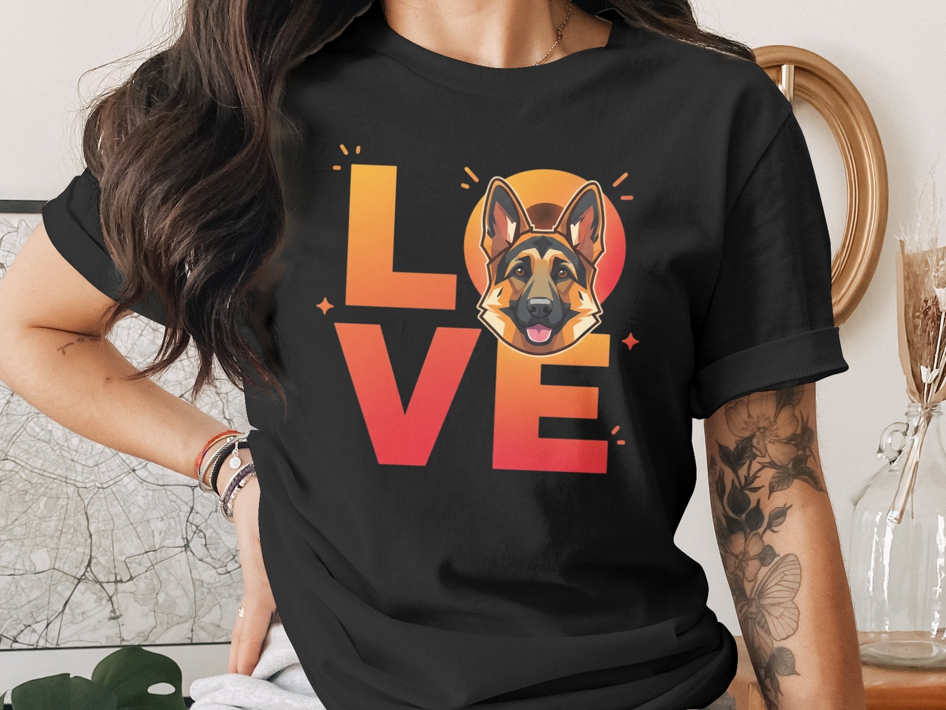 Love German Shepherd Graphic Black T-Shirt product