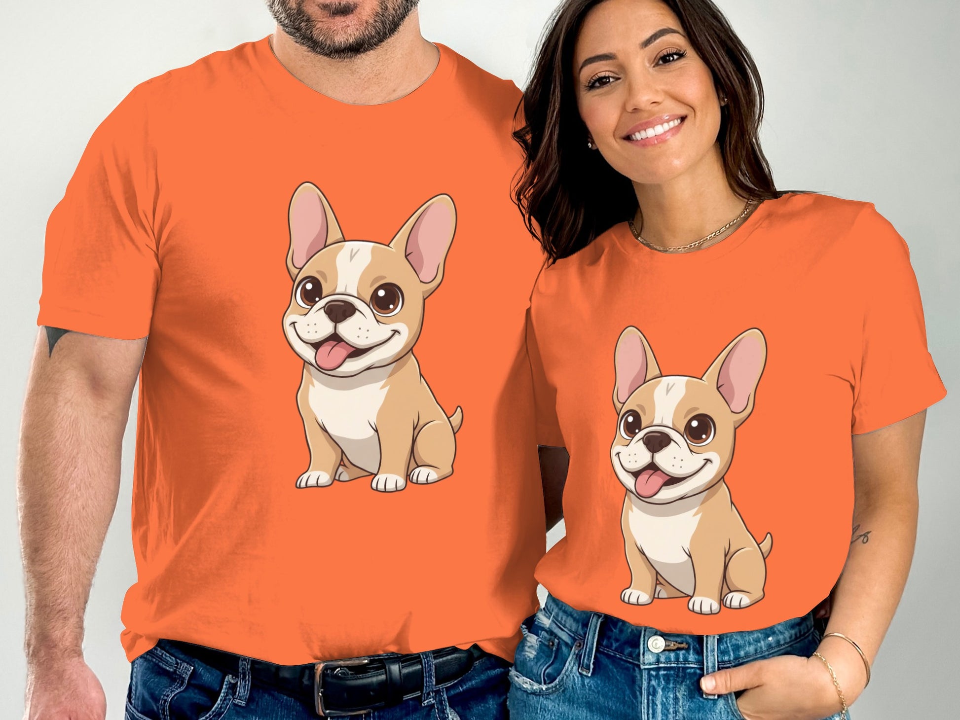 Cute Cartoon French Bulldog Matching Shirts