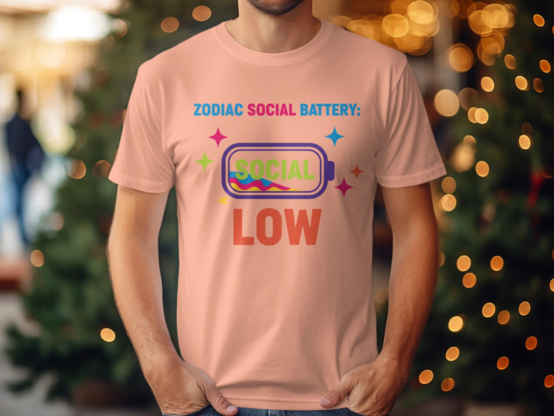 ZODIAC SOCIAL BATTERY SOCIAL LOW Graphic T-Shirt