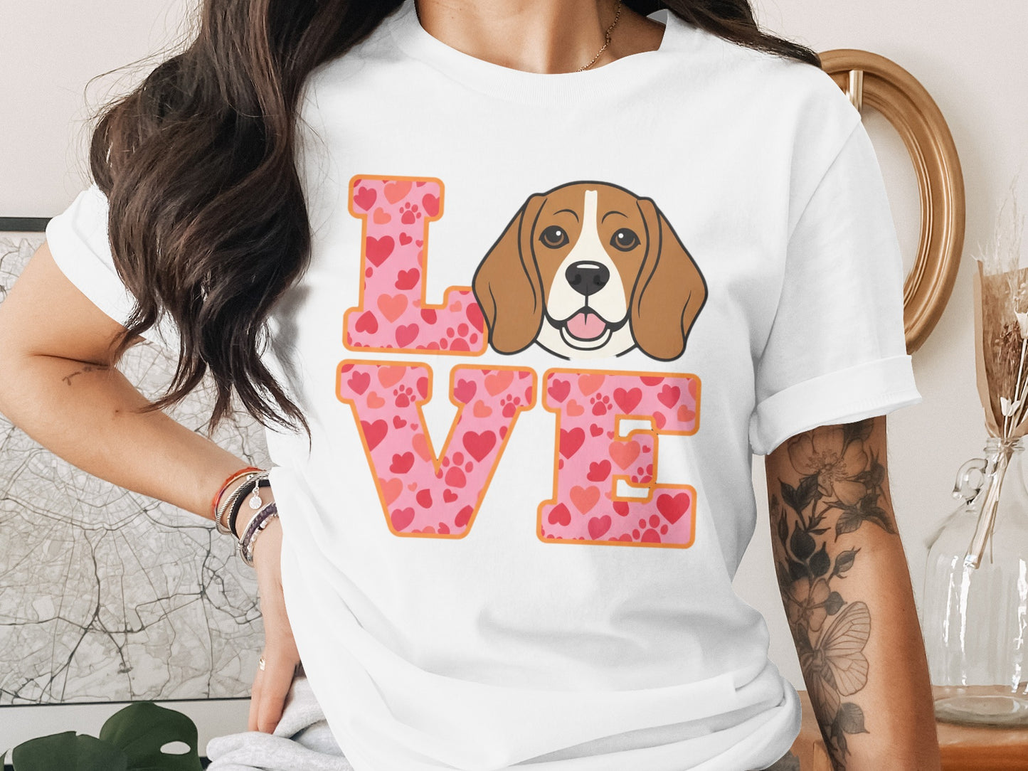 Cute Beagle Love Graphic White T-shirt product