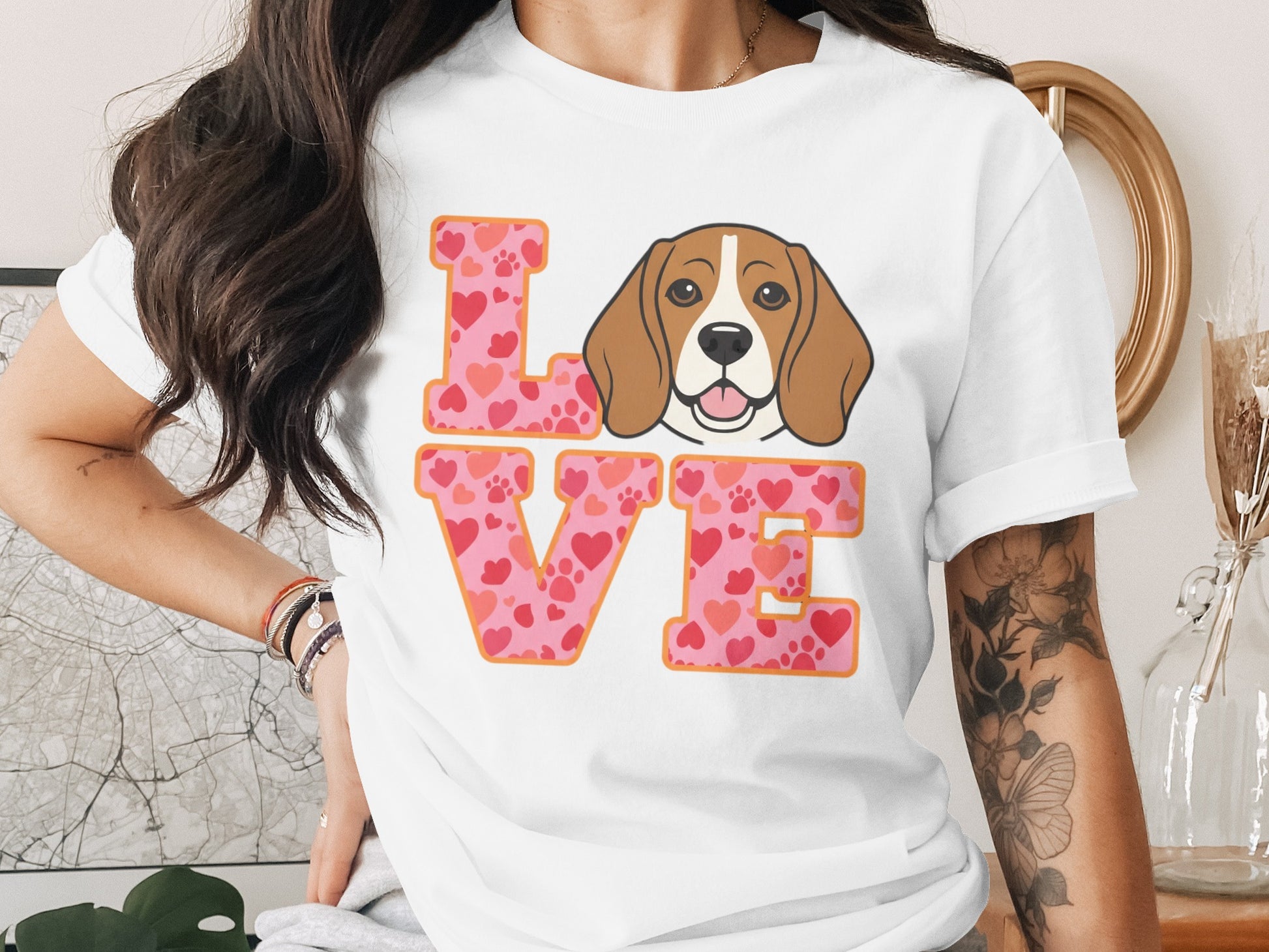 Cute Beagle Love Graphic White T-shirt product