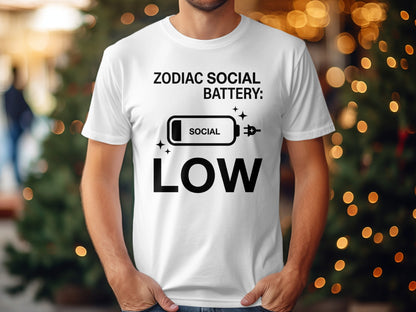 Zodiac Social Battery Low Graphic Tee