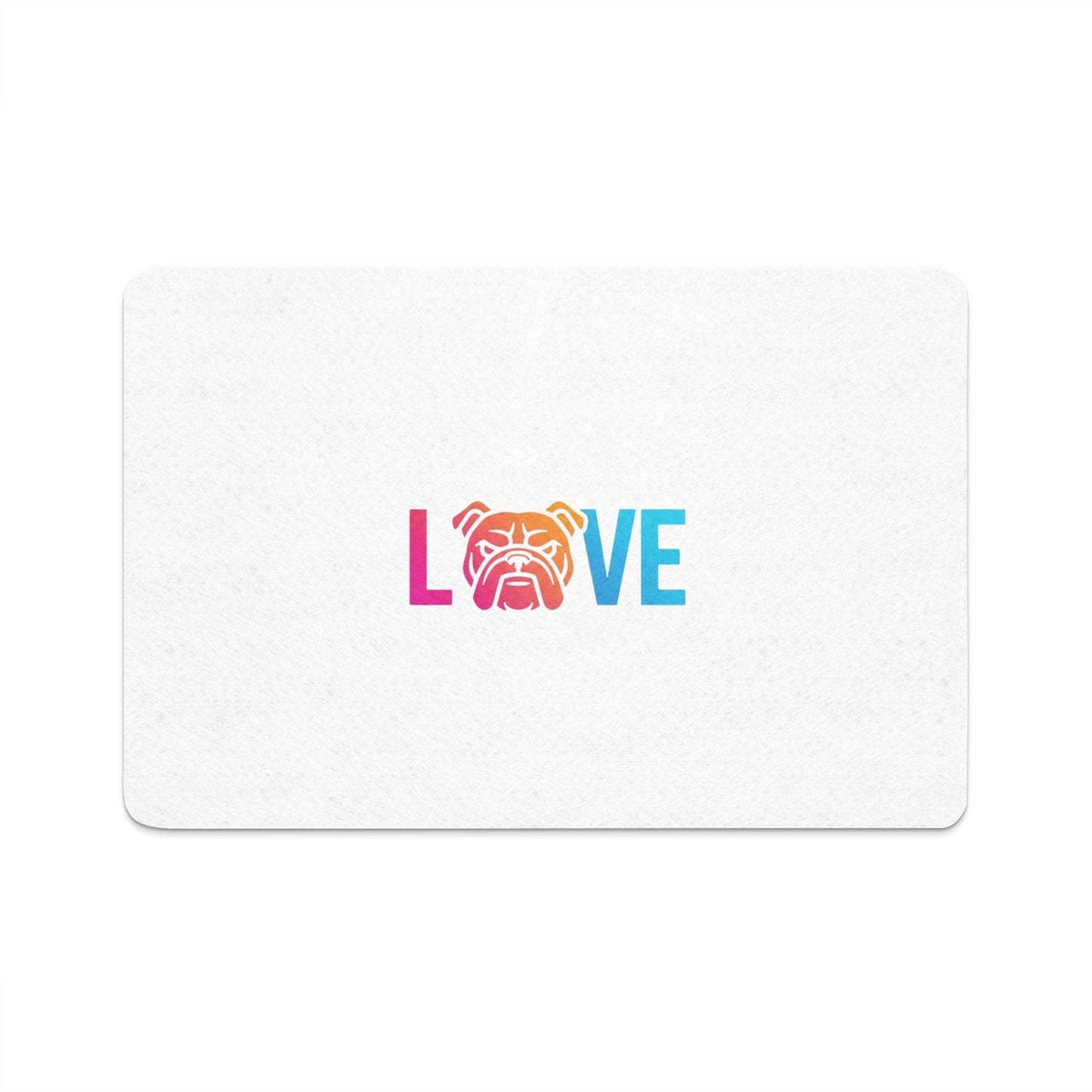 Colorful Love Bulldog Print White Rectangular Mat product