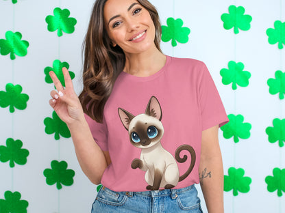 Adorable Cartoon Cat T-Shirt Perfect for Cat Lovers