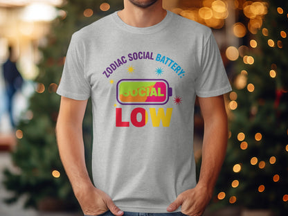 Zodiac Social Battery Low Graphic T-Shirt