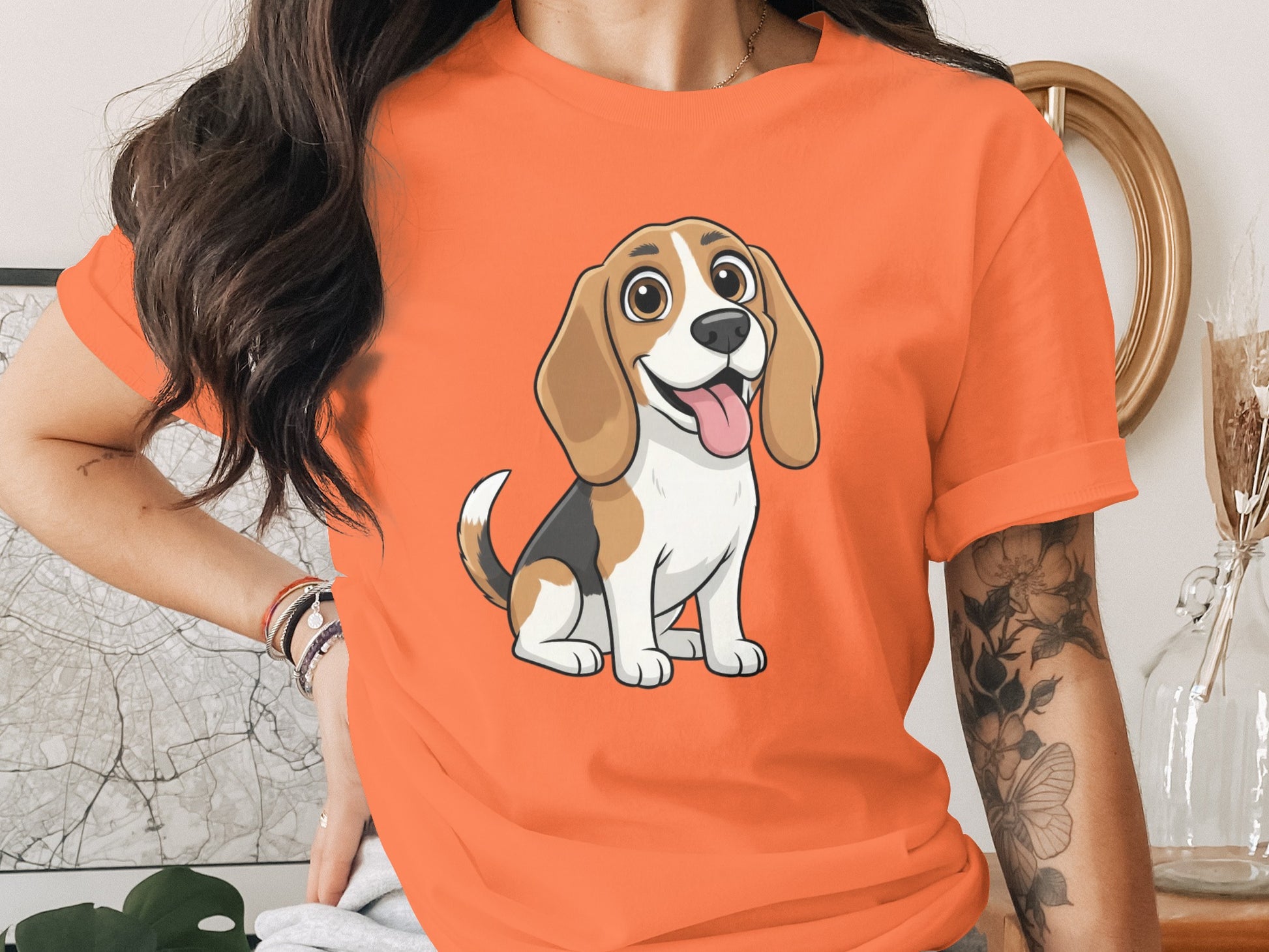Cute Cartoon Beagle Printed Graphic T-Shirt