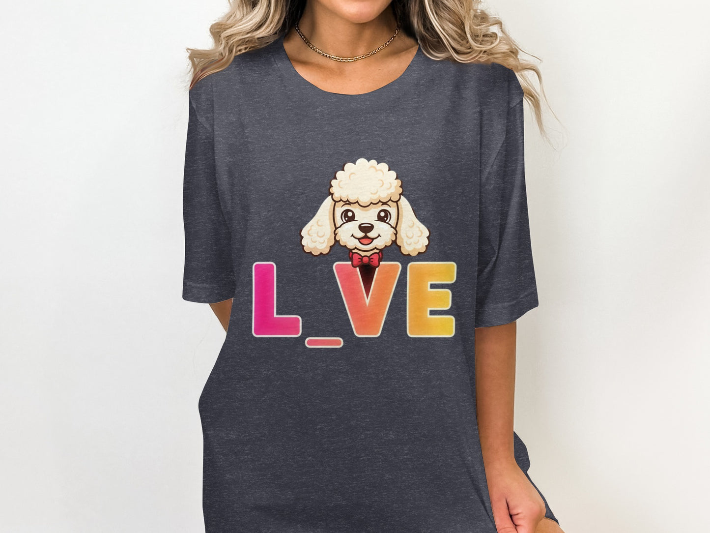 Cute Poodle Love Graphic Dark Grey T Shirt product