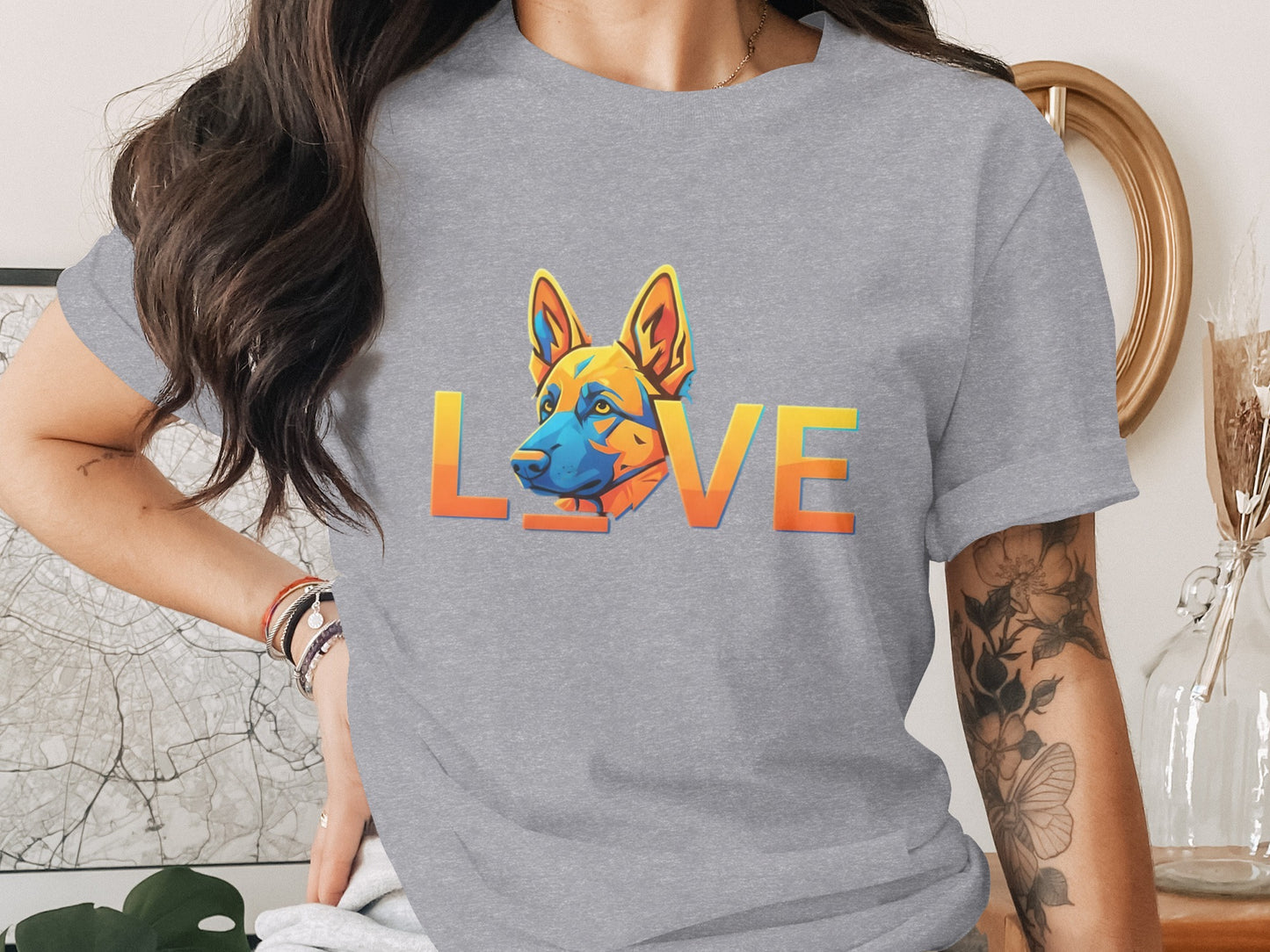 Colorful Dog Love Graphic Print T-Shirt product type