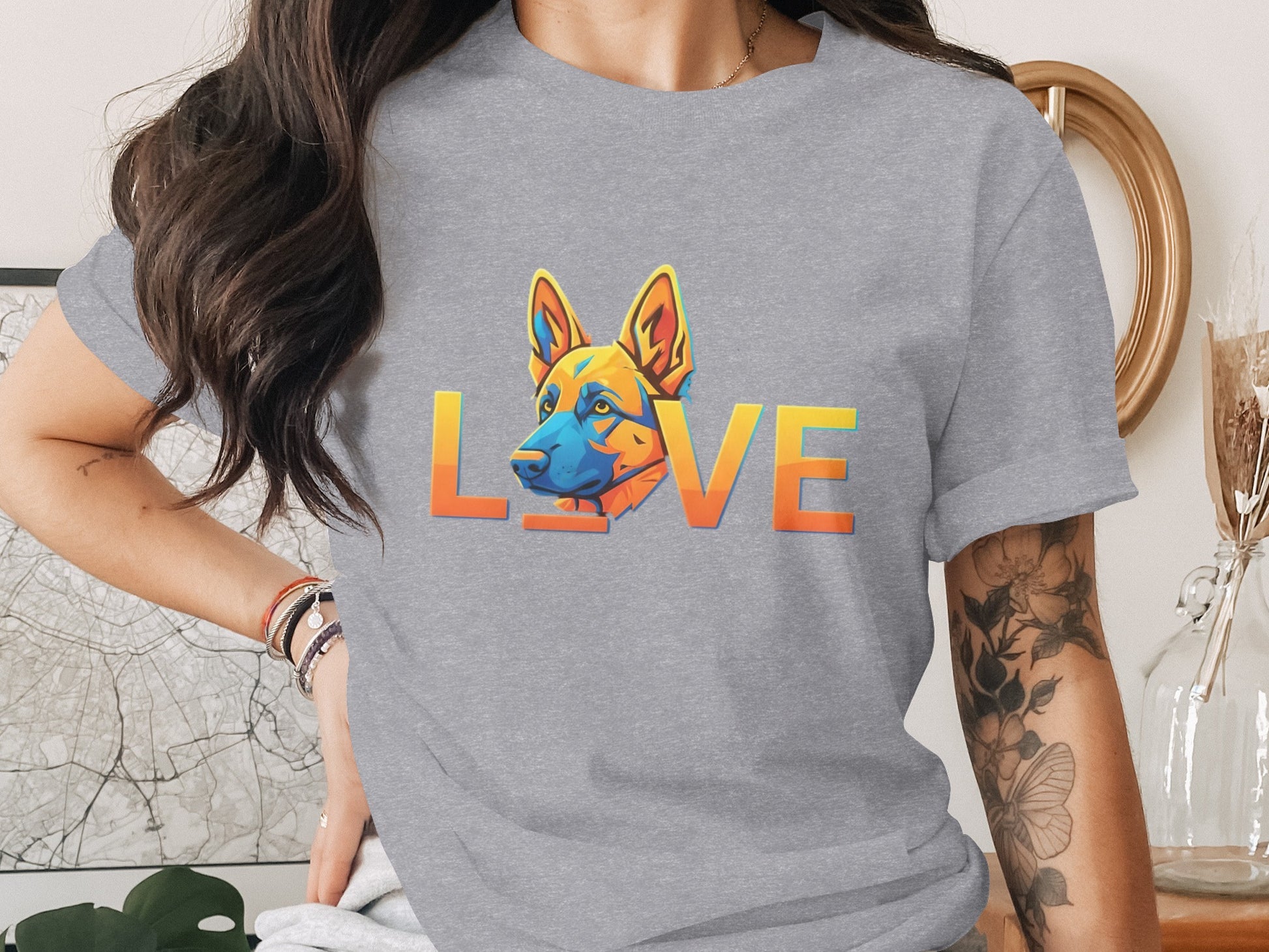 Colorful Dog Love Graphic Print T-Shirt product type