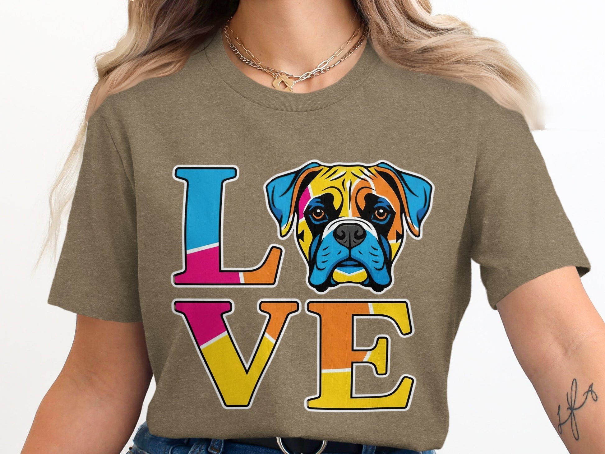 Colorful Love Boxed Dog Print T-shirt product