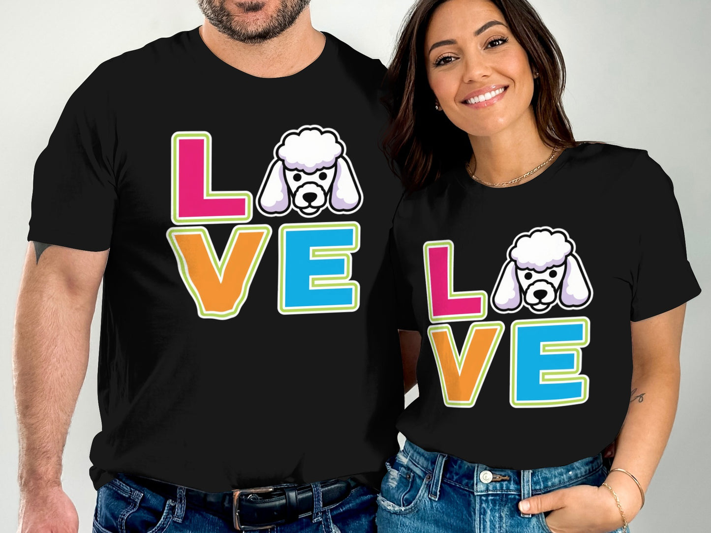 Love Poodle Graphic Design Matching Couple T-shirt product