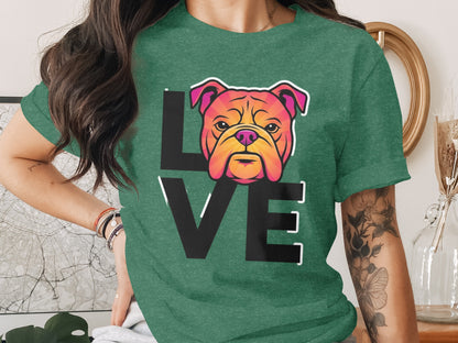 Love Bulldog Graphic Design On Green T-Shirt product