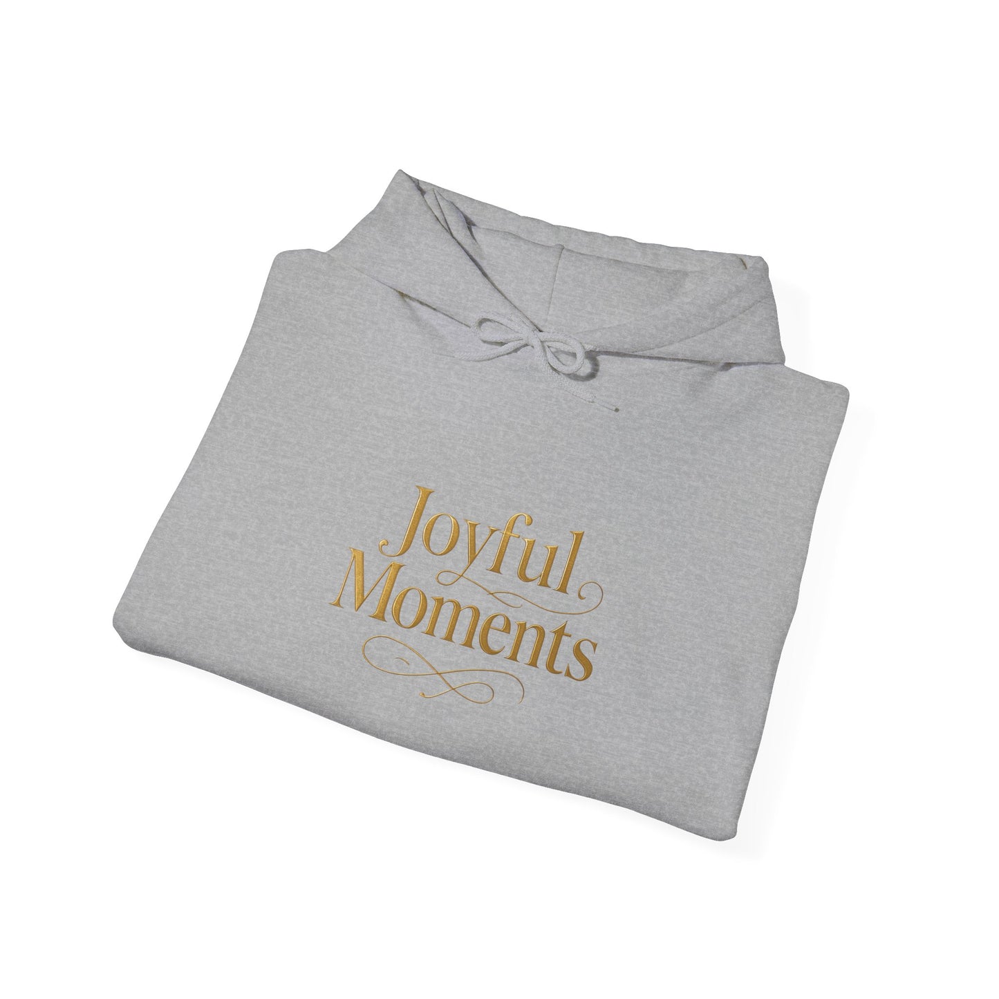 Joyful Moments Hoodie — Minimalist Gold Script Hooded Sweatshirt