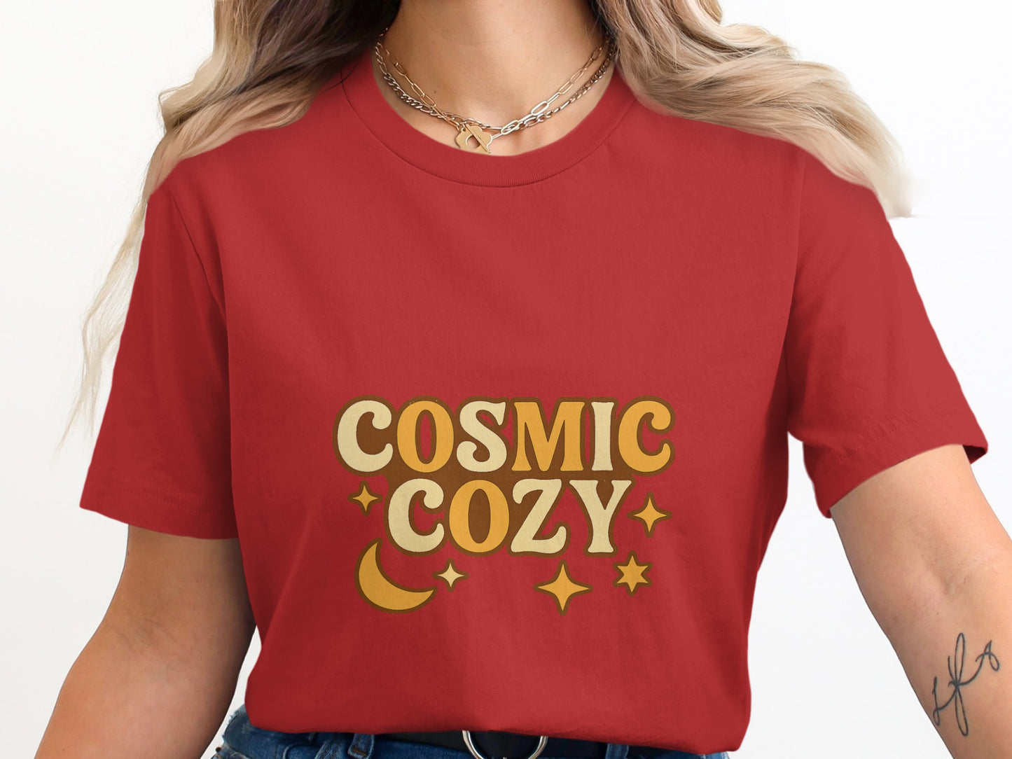 Cosmic Cozy Graphic Print T-Shirt Unique Casual Wear product