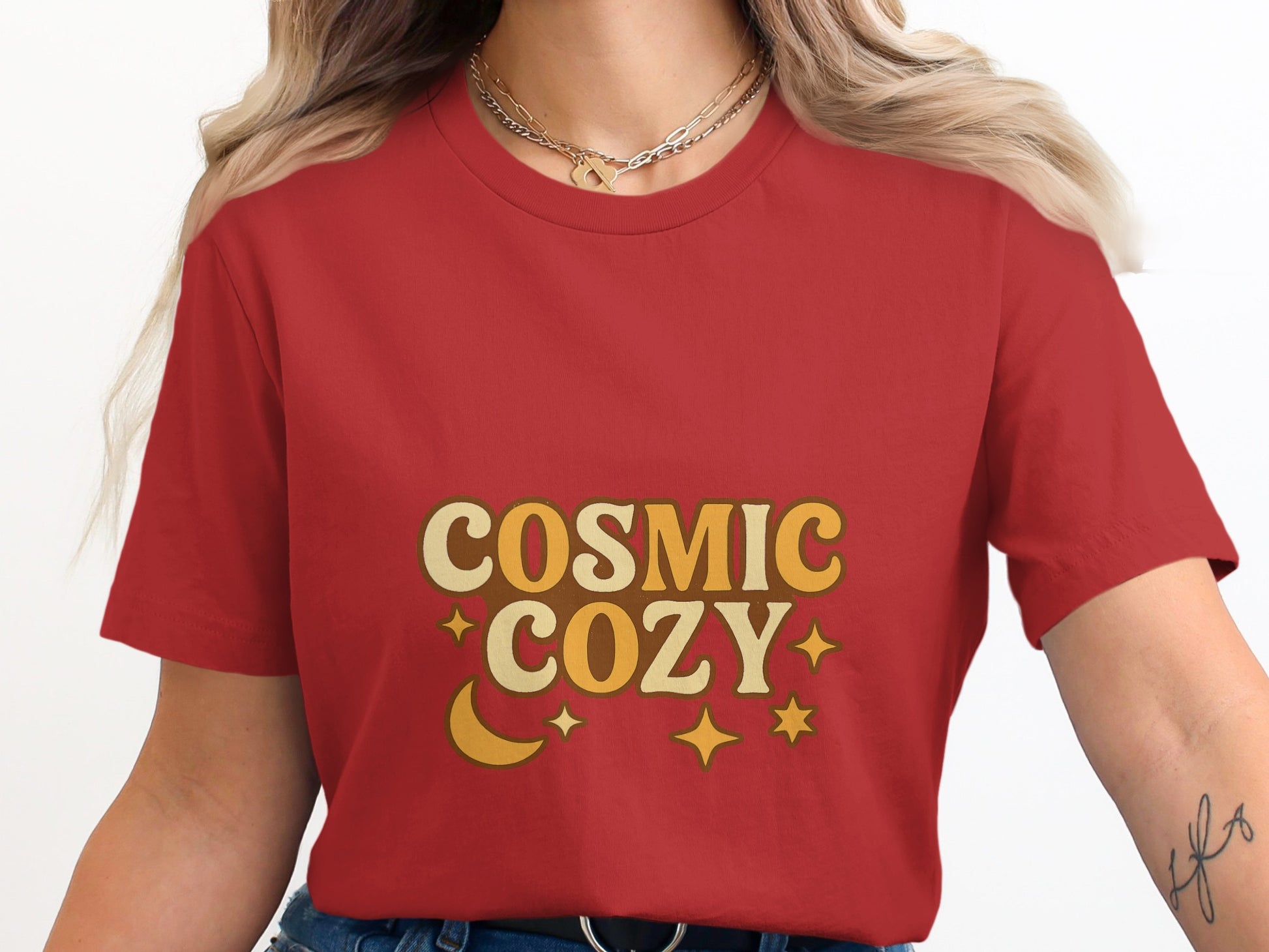 Cosmic Cozy Graphic Print T-Shirt Unique Casual Wear product