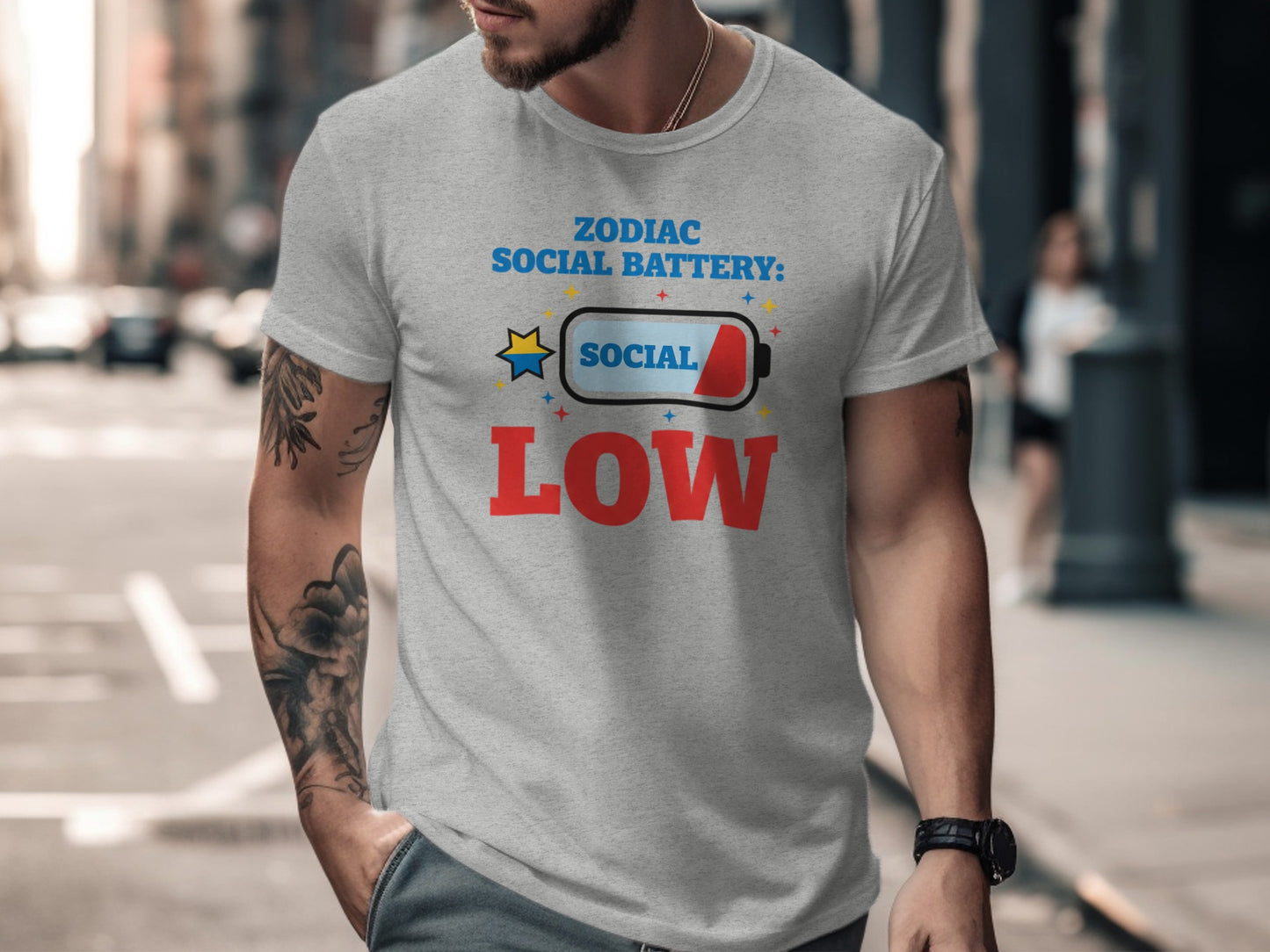 Zodiac Social Battery Low Graphic Tee