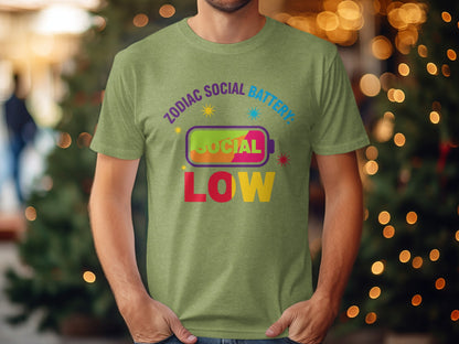 Zodiac Social Battery Social Low T-shirt