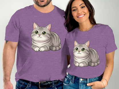 Cute Cartoon Cat Matching Couple T-Shirt Set