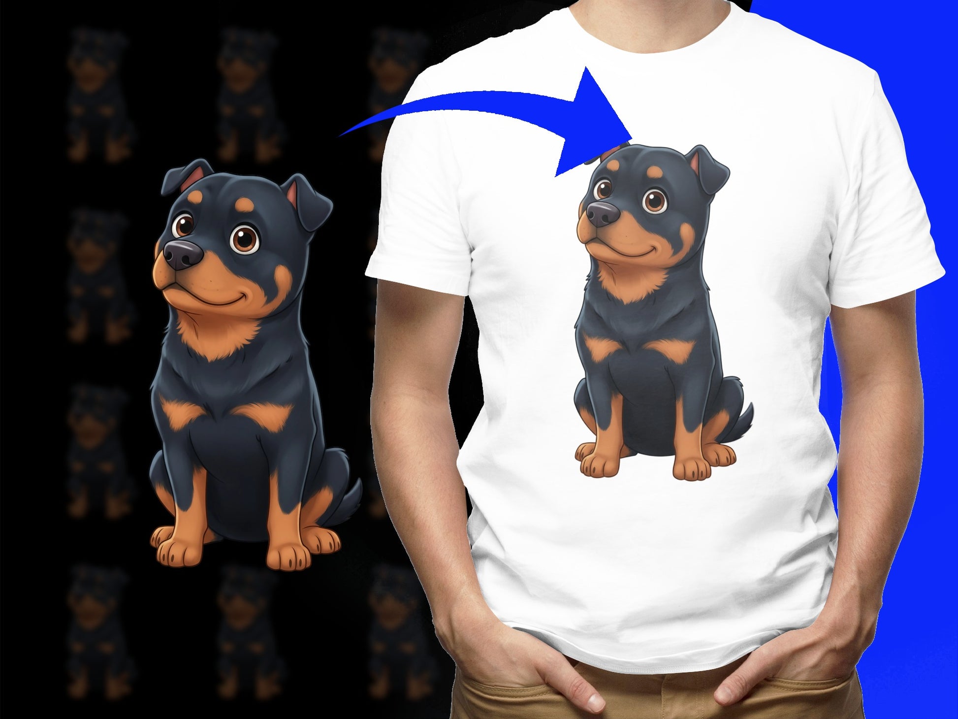 Cute Rottweiler Puppy Graphic T-Shirt, Dog Lover Tee, Unisex Casual Comfort Fit, Animal Print Shirt