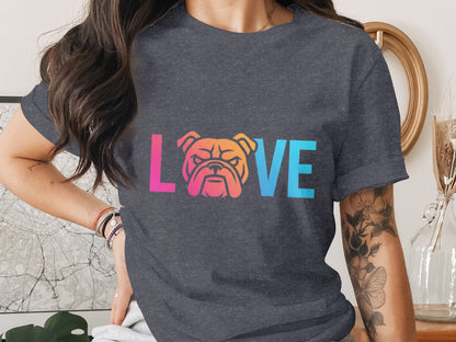 Unique Rainbow Bulldog Love Graphic T-Shirt product