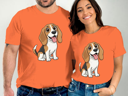 Orange T-Shirt Featuring Adorable Cartoon Beagle Design
