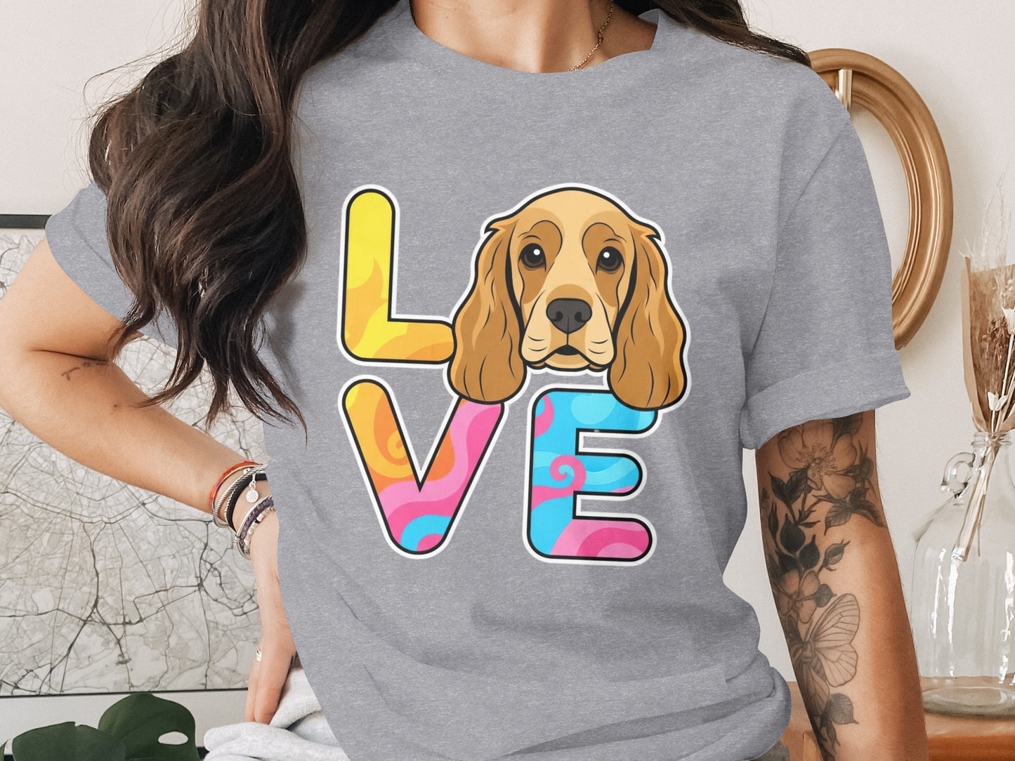 Colorful Love Cocker Spaniel Graphic Tee product type