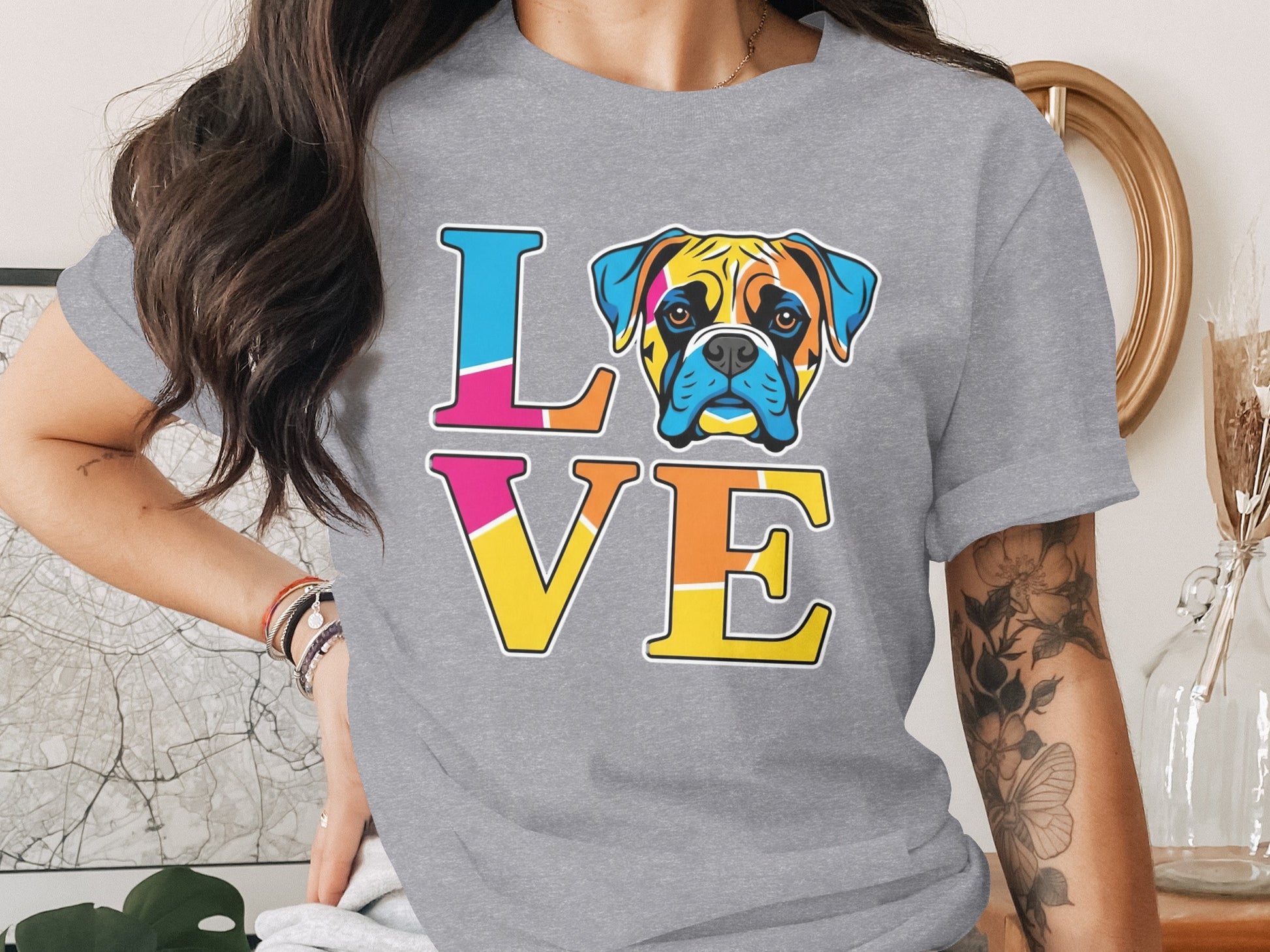 Colorful Dog Love Graphic Print T-Shirt product