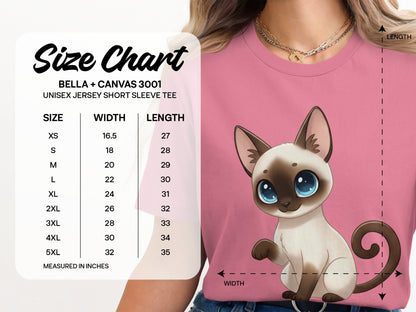 Cute Siamese Cat Graphic Unisex Jersey Short Sleeve Tee