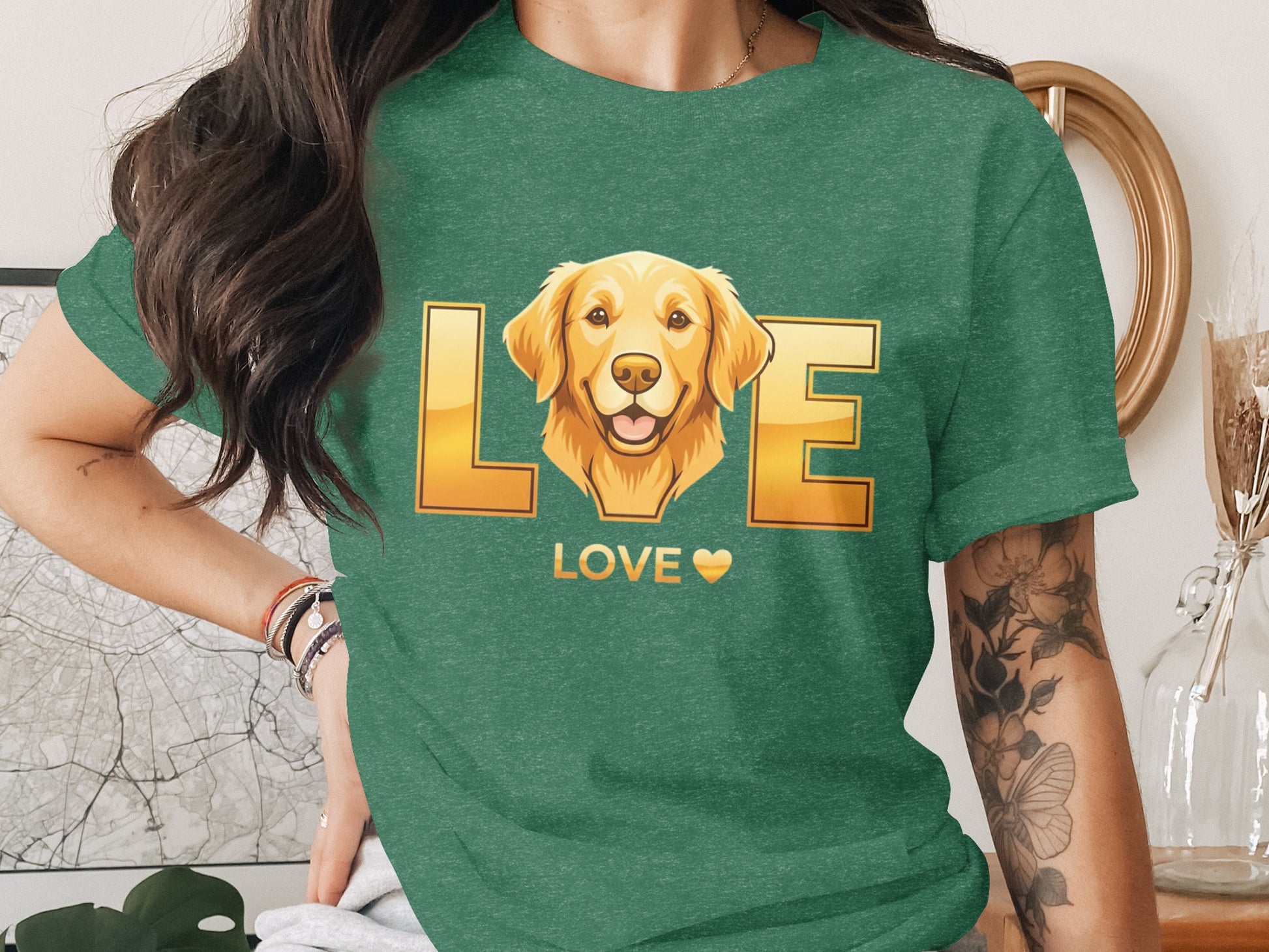 Love Golden Retriever Graphic Tees Casual Top product