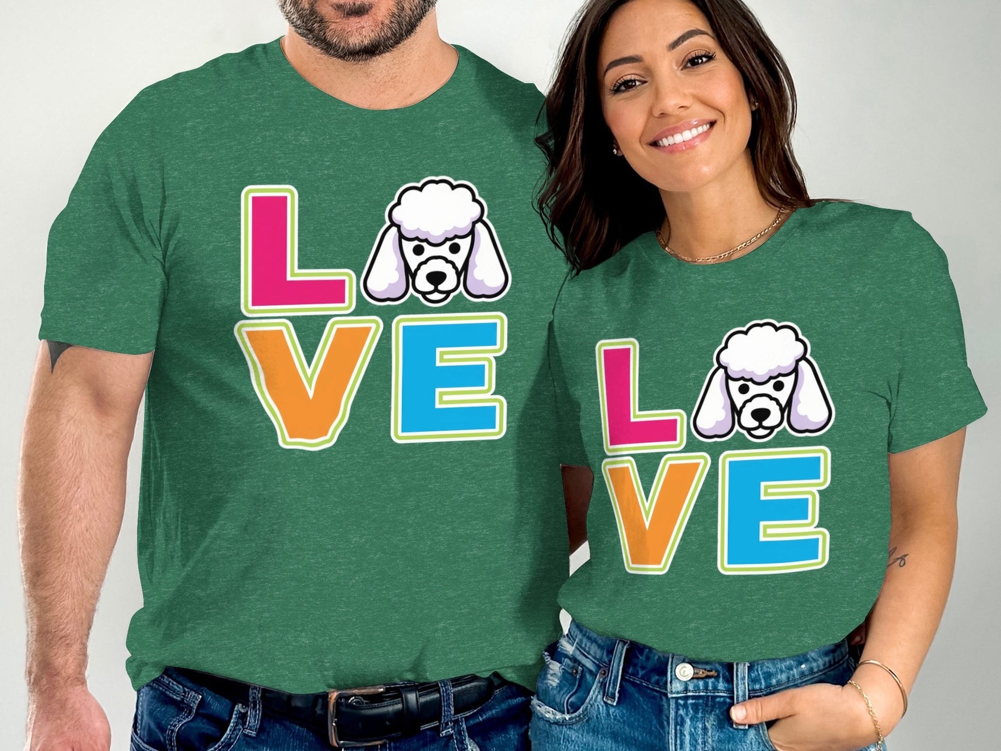 Colorful Love Dog Design Matching Shirt product type