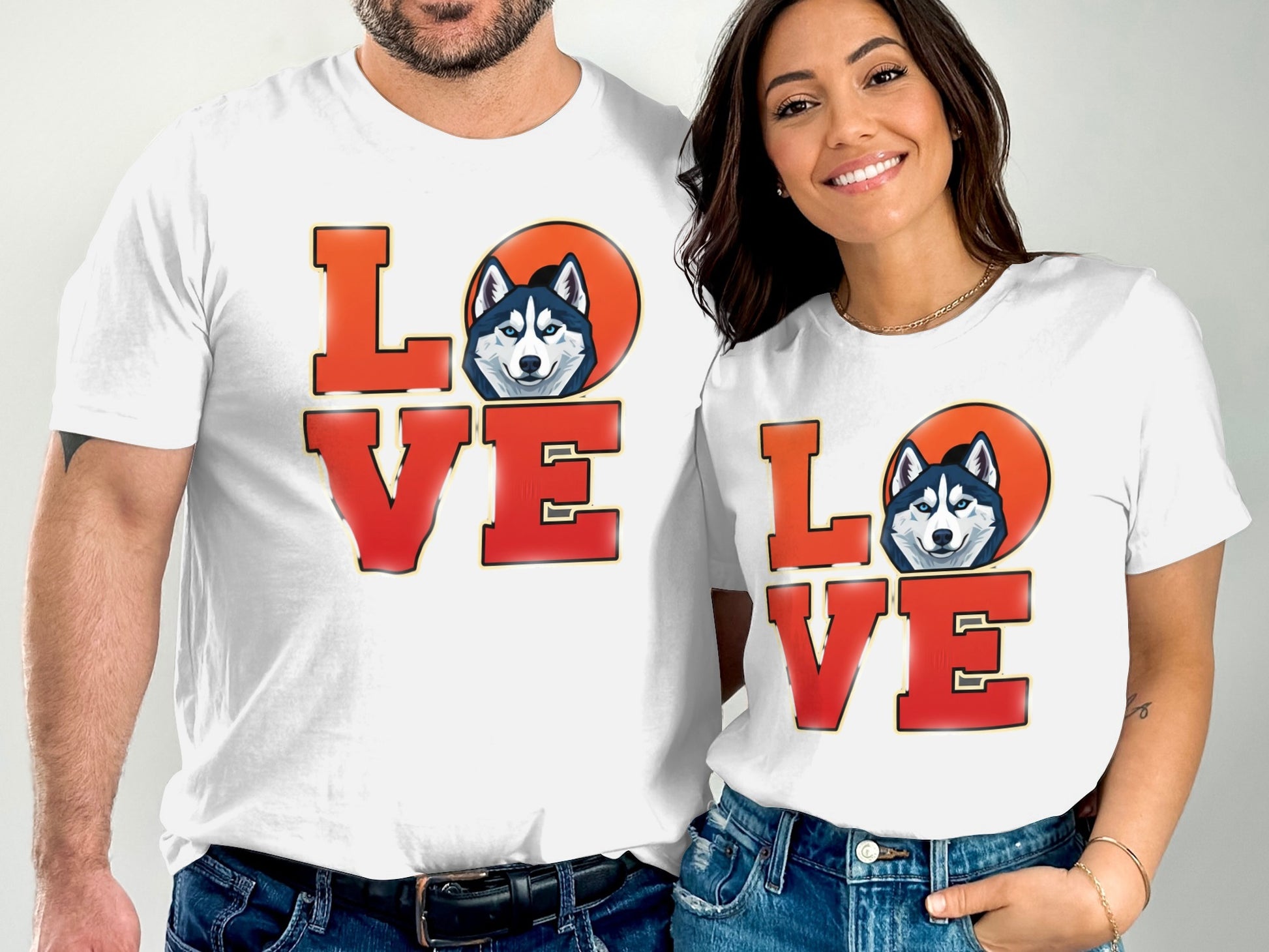 Love Huskies Cute Couples Matching T-Shirt product