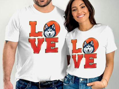 Love Huskies Cute Couples Matching T-Shirt product