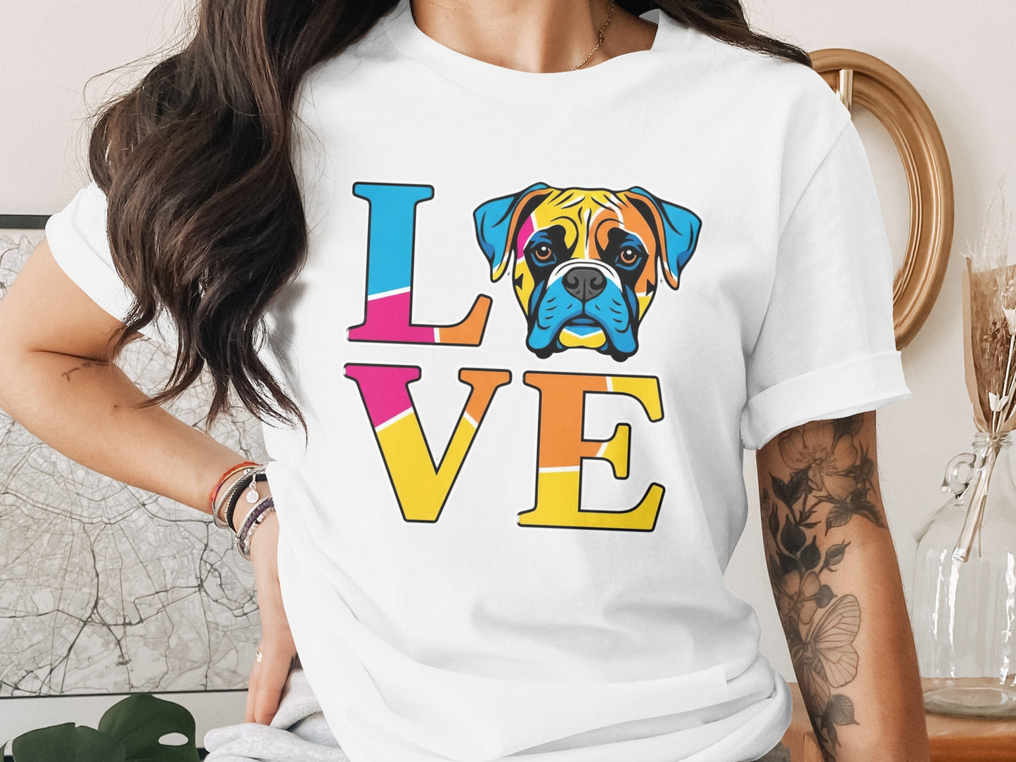 Colorful Love Boxer Dog Graphic T-Shirt product type