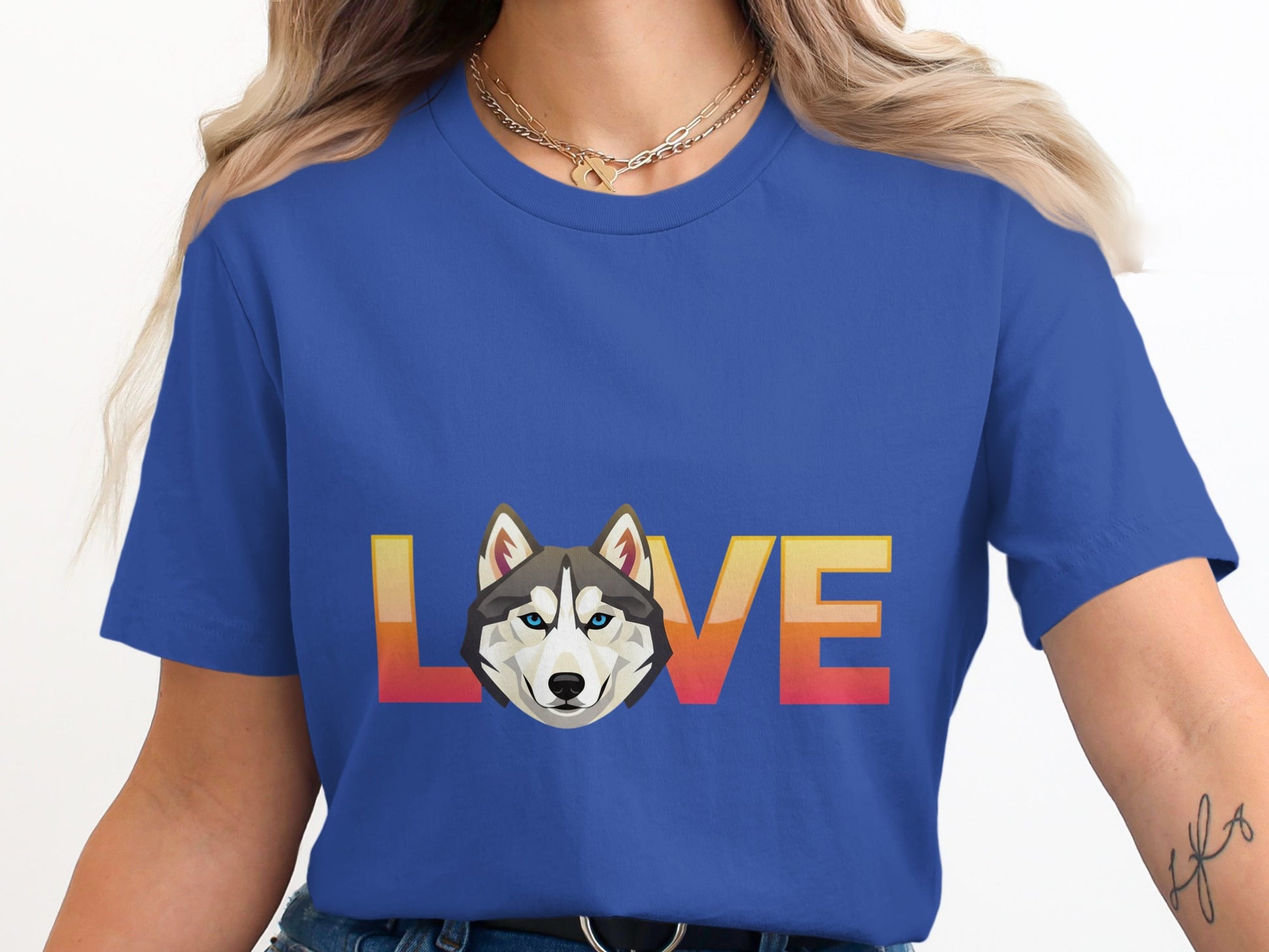 Blue Love Husky Graphic T-shirt Casual Wear product type