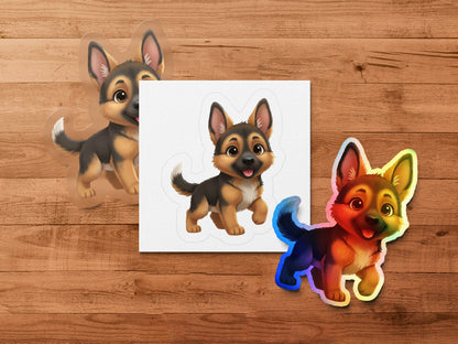 Colorful Cartoon German Shepherd Puppy Stickers, Cute Dog Decals for Kids, Animal Themed Decorations