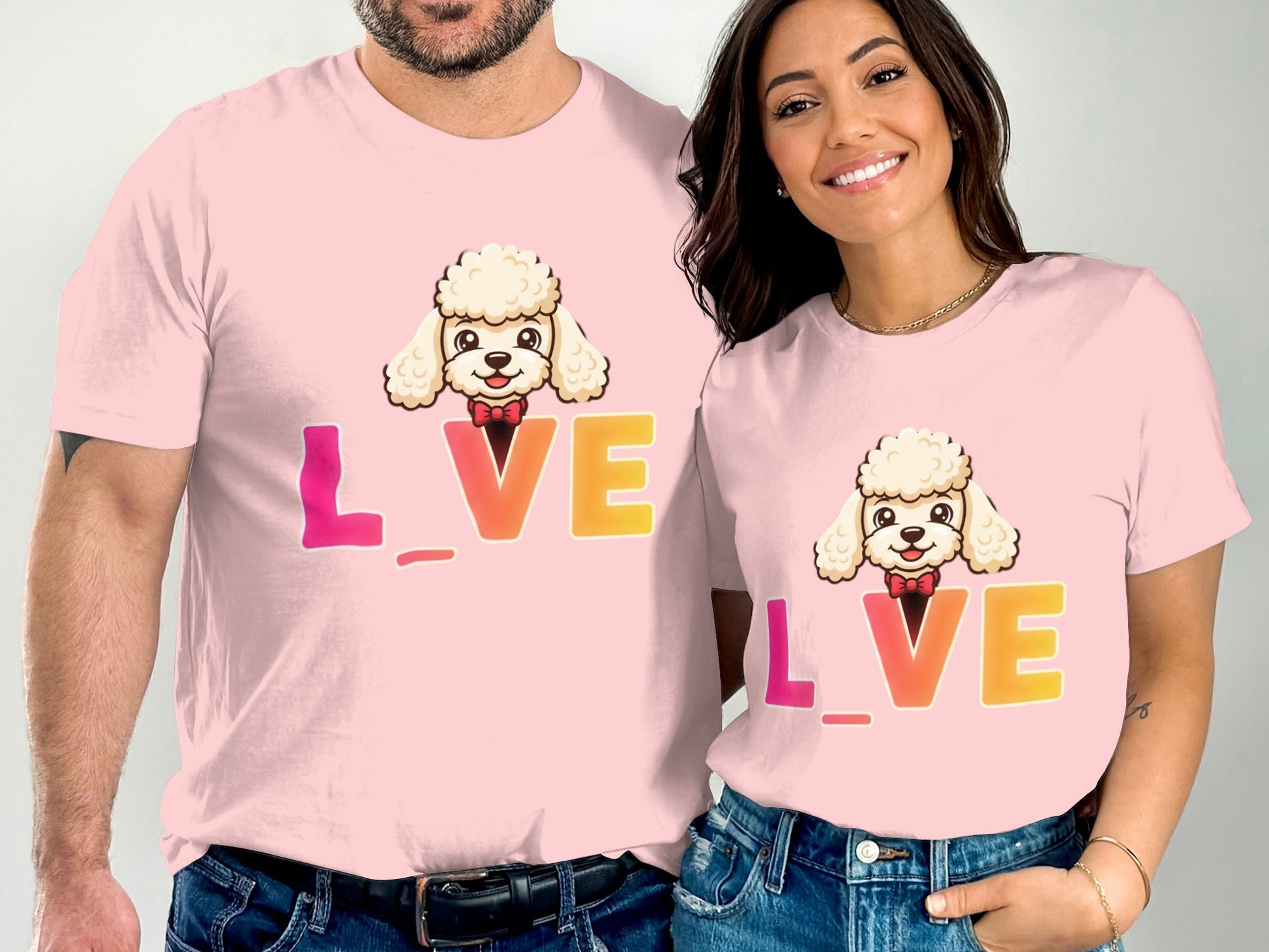Cute Dog Love Design Matching Couple T-shirt product