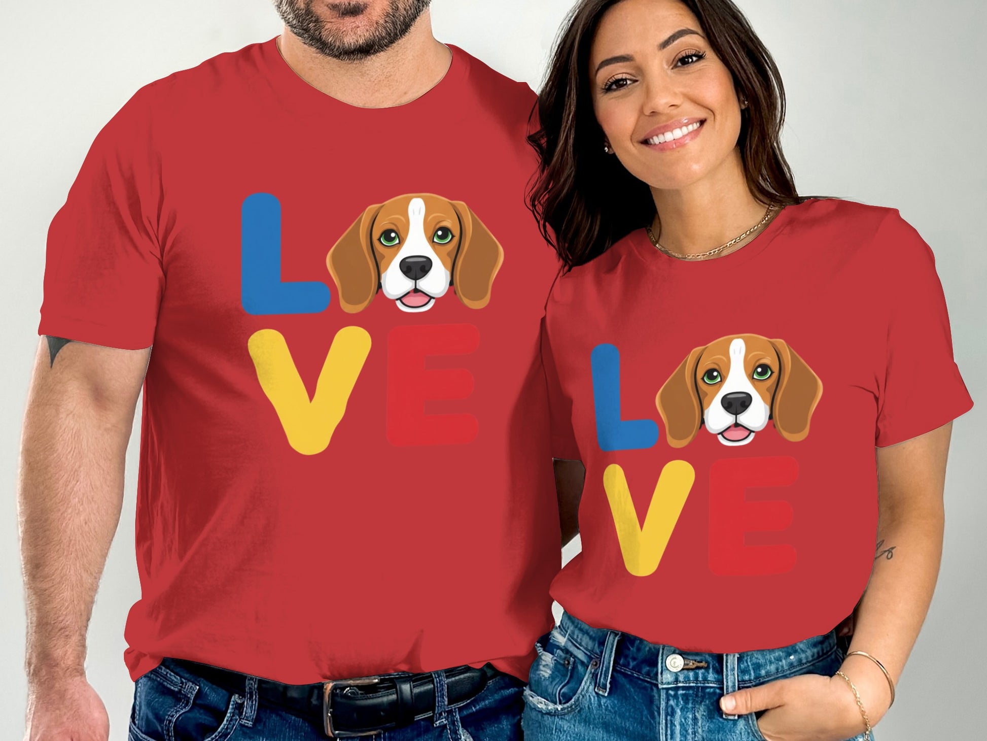 Beagle Love Graphic Print Red Unisex T-Shirt product type