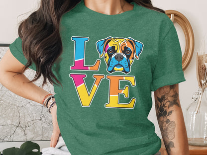 Colorful Boxer Dog Love Graphic T-Shirt product type