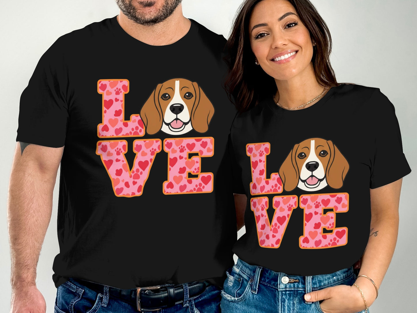 Love Beagle Design Heart Print T-Shirt product