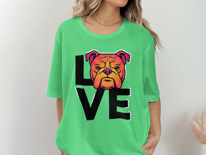 Vibrant Love Bulldog Print Casual T-shirt product