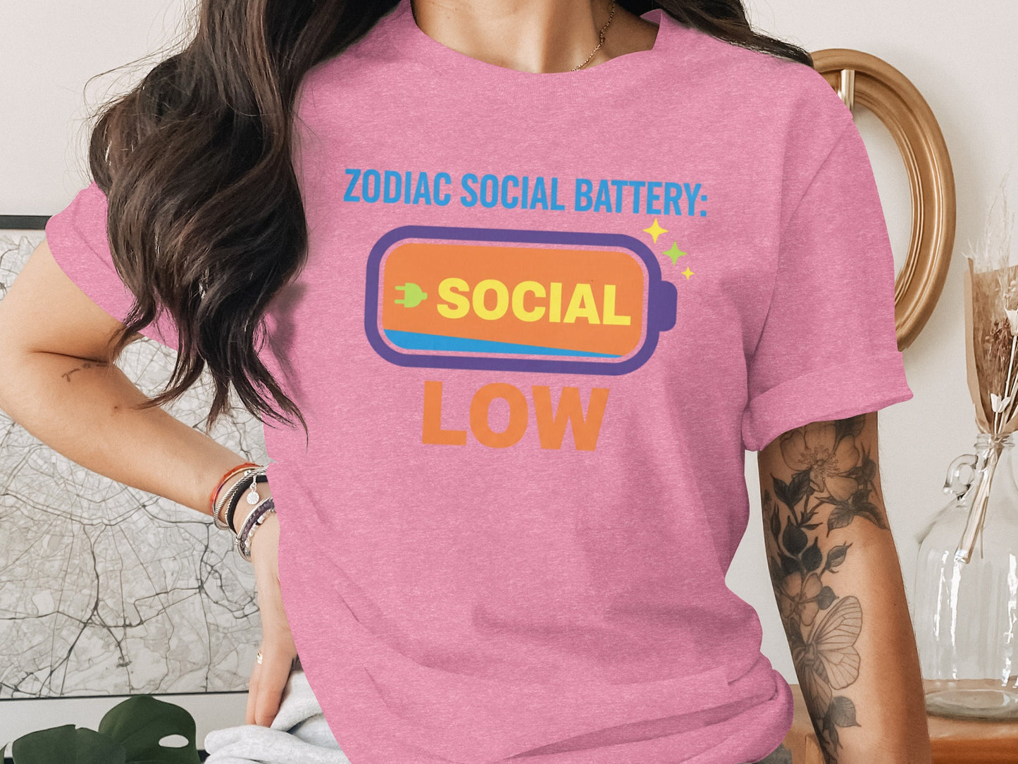 Zodiac Social Battery Social Low T-Shirt