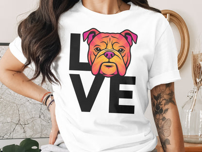 Bulldog Cartoon LOVE Graphic Printed T-Shirt product