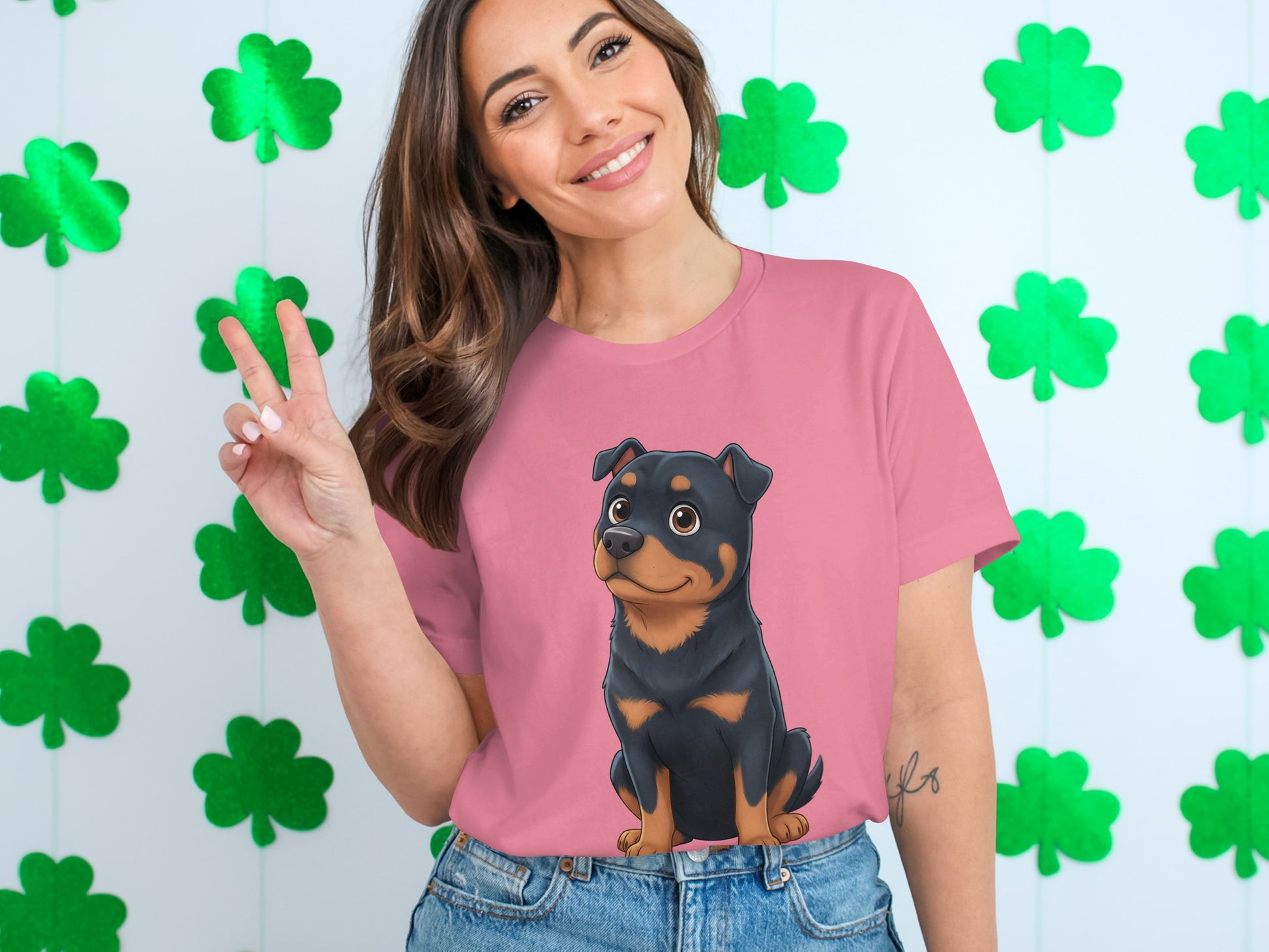 Cute Cartoon Rottweiler Dog Printed T-shirt Product