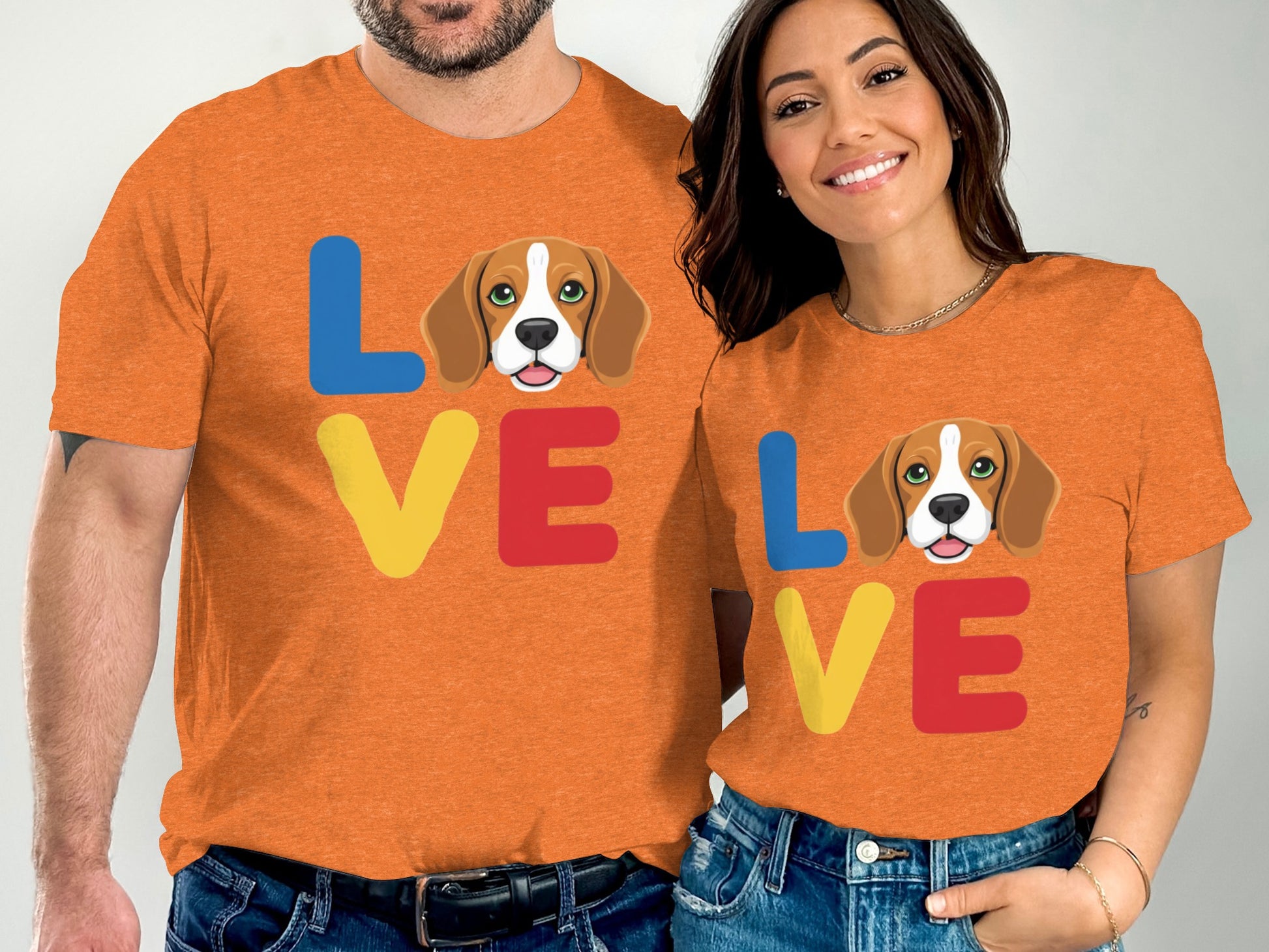 Colorful Love T Shirt with Beagle Graphic Design product type
