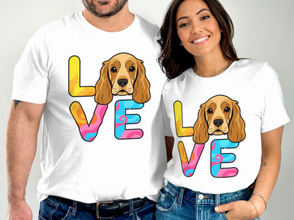 Love Graphic Print Dog Faces Couple T-Shirt product