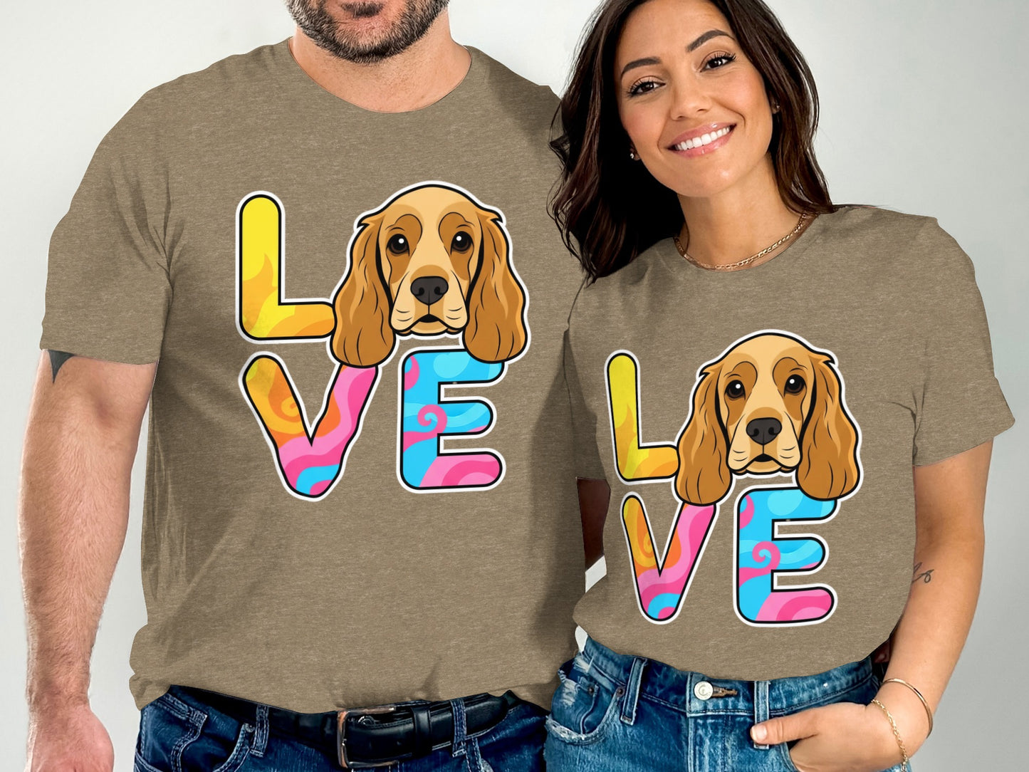 Matching Love with Dog Graphic Tee couple product